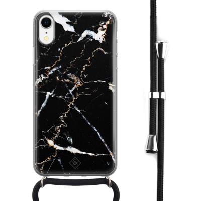 iPhone XR hoesje met koord - Marmer zwart iPhone XR hoesje met koord - Marmer zwart