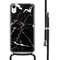 iPhone XR hoesje met koord - Marmer zwart - thumbnail