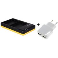 Duo lader voor 2 camera accu's Nikon EN-EL15 + handige 2 poorts USB 230V adapter - thumbnail