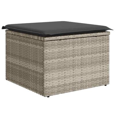 7-delige Loungeset met kussens poly rattan lichtgrijs
