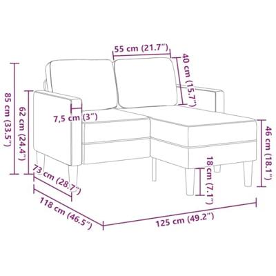2-zitsbank met chaise L-vorm wijnrood 125 cm fluweel 2-zitsbank met chaise L-vorm wijnrood 125 cm fluweel