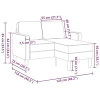 2-zitsbank met ligstoel L-vormig lichtgrijs 125 cm stof - thumbnail