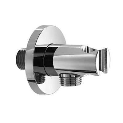 Handdouchehouder Hotbath Mate Met Uitlaat 6x6.5 cm Rond Geborsteld Nikkel