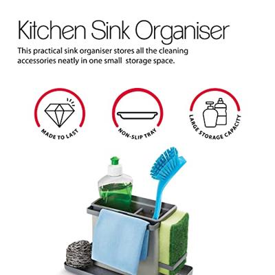 Metaltex Kitchen Helpers Tidy Tex Gootsteen Organiser 24x13x14 cm Grijs - thumbnail