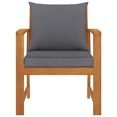 Tuinstoelen 2 st met donkergrijs kussen massief acaciahout - thumbnail