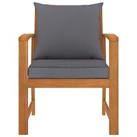 Tuinstoelen 2 st met donkergrijs kussen massief acaciahout - thumbnail