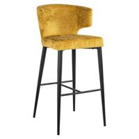 Richmond Barstoel 'Taylor' Chenille, kleur Mosterdgeel (zithoogte 76cm) - thumbnail