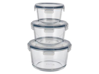 SILVERCREST Set van 3 glazen vershoudbakjes (Rond) SILVERCREST Set van 3 glazen vershoudbakjes (Rond)