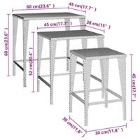 Tafeltjesset 3 st poly rattan bruin - thumbnail