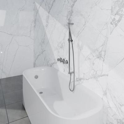 Fortifura Nebbio Badcombinatie-set - thermostaatkraan - glijstang met geïntegreerde wandaansluitbocht - gladde doucheslang - staaf handdouche - badvulcombinatie - geborsteld RVS PVD (RVS) SW1183066 SW1111529 SW728177 SW496812 SW1108811 SW