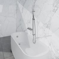 Fortifura Nebbio Badcombinatie-set - thermostaatkraan - glijstang met geïntegreerde wandaansluitbocht - gladde doucheslang - staaf handdouche - badvulcombinatie - geborsteld RVS PVD (RVS) SW1183066 SW1111529 SW728177 SW496812 SW1108811 SW - thumbnail