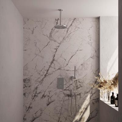 Chrome Carving thermostatische inbouw regendouche 3-weg omstelling SET 29, met 20 cm douchekop, plafondarm, staaf handdouche, doucheslang en wandaansluitbocht chroom Chrome Carving thermostatische inbouw regendouche 3-weg omstelling SET 29, met 20 cm douchekop, plafondarm, staaf handdouche, doucheslang en wandaansluitbocht chroom