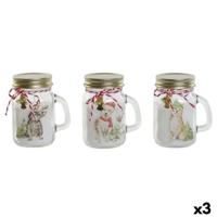 Kaars DKD Home Decor Wit Gouden Kerstmis 8 x 5 x 9 cm (3 Stuks) - thumbnail