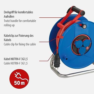 Brennenstuhl Kabelhaspel 50 mtr | IP44 | 3G1.5 | Voor de bouw | 1238930 - 1238930 - thumbnail