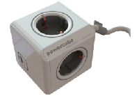 PowerCube Extended USB stekkerblok grijs 4 stopcontacten 1,5M - thumbnail