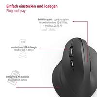 Hama Ergonomische muis Radiografisch Optisch Zwart 6 Toetsen 1800 dpi Ergonomisch - thumbnail