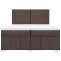 Boxspring met matras stof donkerbruin 200x200 cm - thumbnail