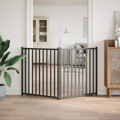 Hondenhek inklapbaar 2 panelen 160 cm massief vurenhout zwart