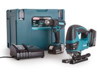 Makita DLX2134TJ | DHP482 accu klopboormachine + DJV180 accu decoupeerzaag | 18v 5.0Ah Li-ion - thumbnail