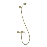 Douchekraan Tres Clasic | Opbouw | Mengkraan | 1-weg | hoh 15 cm | 2-knops | Vintage | Messing mat - thumbnail