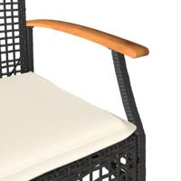 Tuinstoelen 4 st met kussens poly rattan en acaciahout zwart - thumbnail