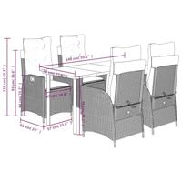 5-delige Tuinset met kussens poly rattan beige - thumbnail