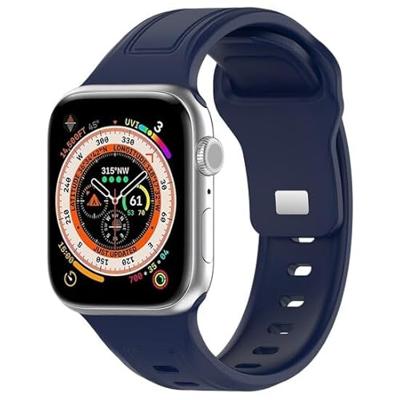 By Qubix - Square siliconen band - Navy - Compatible met Apple Watch 38mm / 40mm / 41mm / 42mm - Compatible Apple watch bandjes