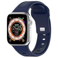 By Qubix - Square siliconen band - Navy - Compatible met Apple Watch 38mm / 40mm / 41mm / 42mm - Compatible Apple watch bandjes - thumbnail