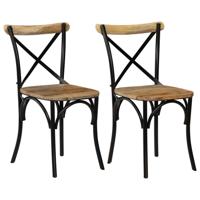 VidaXL Kruisstoelen 2 st massief mangohout zwart - thumbnail