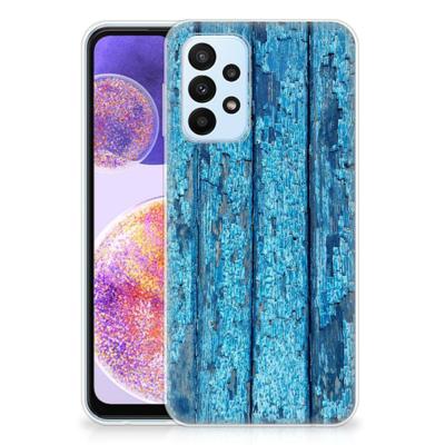 Samsung Galaxy A23 | Bumper Hoesje | Wood Blue Samsung Galaxy A23 | Bumper Hoesje | Wood Blue