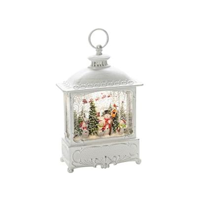 Konstsmide 4396-200 LED-lantaarn Kerstmannen met vogels Warmwit LED Wit Watergevuld, Timer, Besneeuwd, Schakelaar