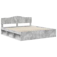Bedframe met hoofdeinde Beton 180 x 200 cm Massief grenenhout - thumbnail
