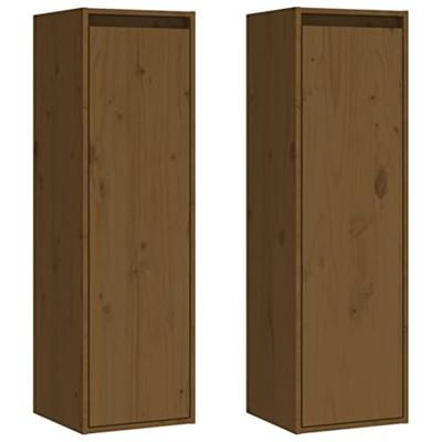 Wandkasten 2 st 30x30x100 cm massief grenenhout honingbruin