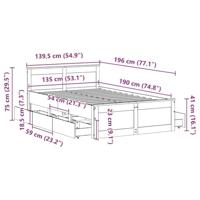 Bedframe zonder matras met hoofdbord hout wasbruin 135x190 cm - thumbnail