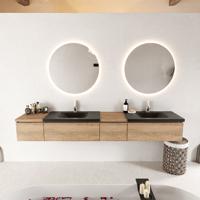 MONDIAZ BUKLA 240cm badmeubel met module 40 rechts kleur Washed Oak met 4 lades. Wastafel CLOUD dubbel 2 kraangaten kleur Urban. - thumbnail