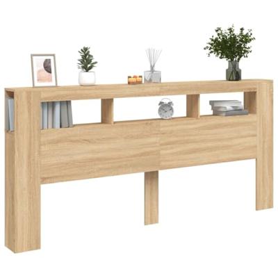 Hoofdbord met LED 220x18,5x103,5 cm bewerkt hout sonoma eiken