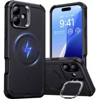 ESR Cyber Tough HaloLock Case + Stash Stand Backcover Apple iPhone 16 Plus Zwart MagSafe compatible - thumbnail