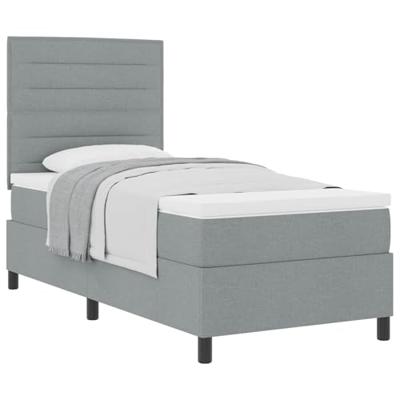 Boxspringbed met matras Lichtgrijs 90 x 190 cm Stof