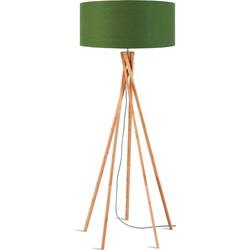Good&Mojo Vloerlamp 'Kilimanjaro' Bamboe en Eco linnen, kleur Groen