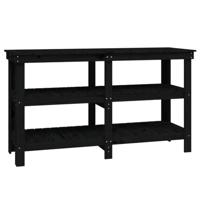 VidaXL Werkbank 142,5x50x80 cm massief grenenhout zwart - thumbnail