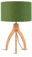 Good&Mojo Tafellamp 'Annapurna' Bamboe en Eco linnen, kleur Groen - thumbnail