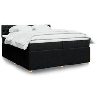 Boxspring met matras stof zwart 200x200 cm - thumbnail