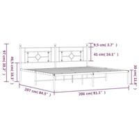 Bedframe met hoofdbord metaal zwart 200x200 cm - thumbnail