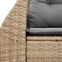 Tuinbank 2-zits met kussens poly rattan beige - thumbnail