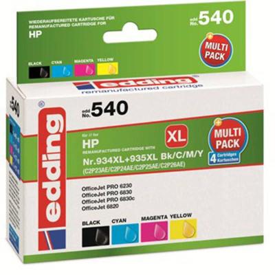 Edding Inktcartridge vervangt HP 934XL, 935XL, X4E14AE, C2P23AE, C2P24AE, C2P25AE, C2P26AE Compatibel Combipack Zwart, Cyaan, Magenta, Geel EDD-540 18-540 Edding Inktcartridge vervangt HP 934XL, 935XL, X4E14AE, C2P23AE, C2P24AE, C2P25AE, C2P26AE Compatibel Combipack Zwart, Cyaan, Magenta, Geel EDD-540 18-540