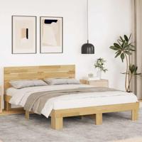 Bedframe hoofdeinde zonder matras 140x190 cm massief hout eiken - thumbnail