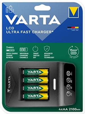 Varta LCD Ultra Fast Charger+ incl. 4 accu's 2100 mAh AA + 12V - thumbnail