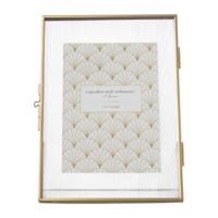 Fotolijst geribbeld glas - 25x18x7 cm - goudkleurig - thumbnail