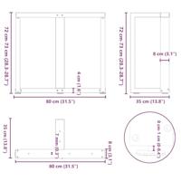 Eettafelpoten 2 st T-vormig 80x35x(72-73) cm staal antraciet - thumbnail
