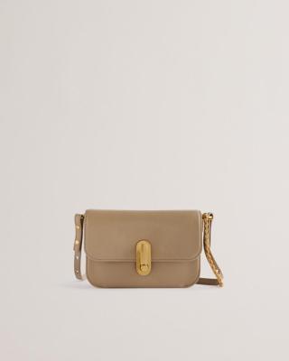 Ted Baker Kkaysa Polished Small Leather Cross Body Bag -Taupe